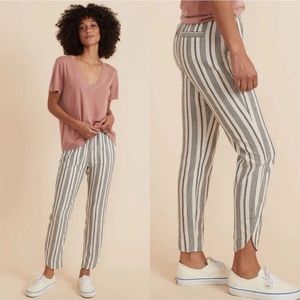 Marine Layer Allison Pant White Navy Stripe Tencel Relaxed Straight Leg Size XL